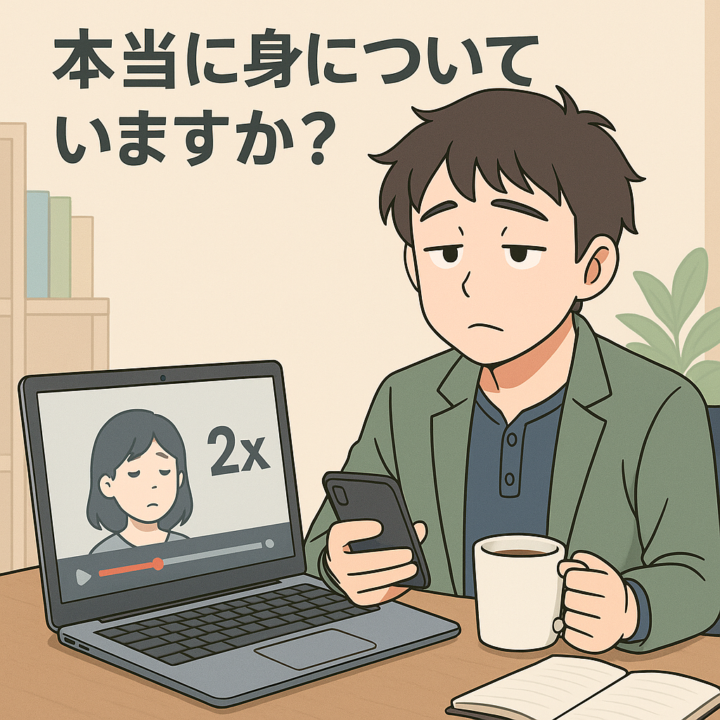 動画学習・eラーニングの課題で困っている男性
